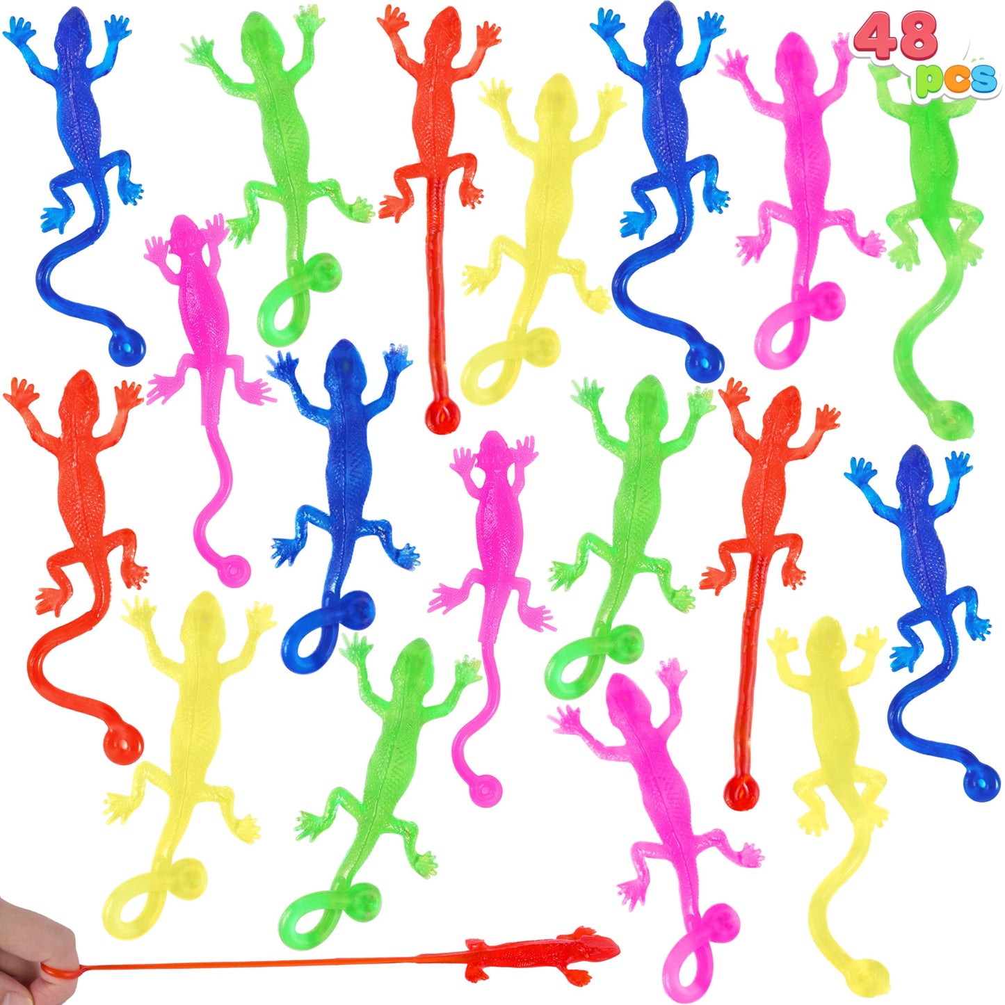 JOYIN 48Pcs Sticky Lizards Party Favors, Party Favors Set for Kids, Holiday Traditions, Classroom Treasure Box, Carnival Prizes, Bulk Pinata Stuff Mini Toys, Goodie Bags for Kids