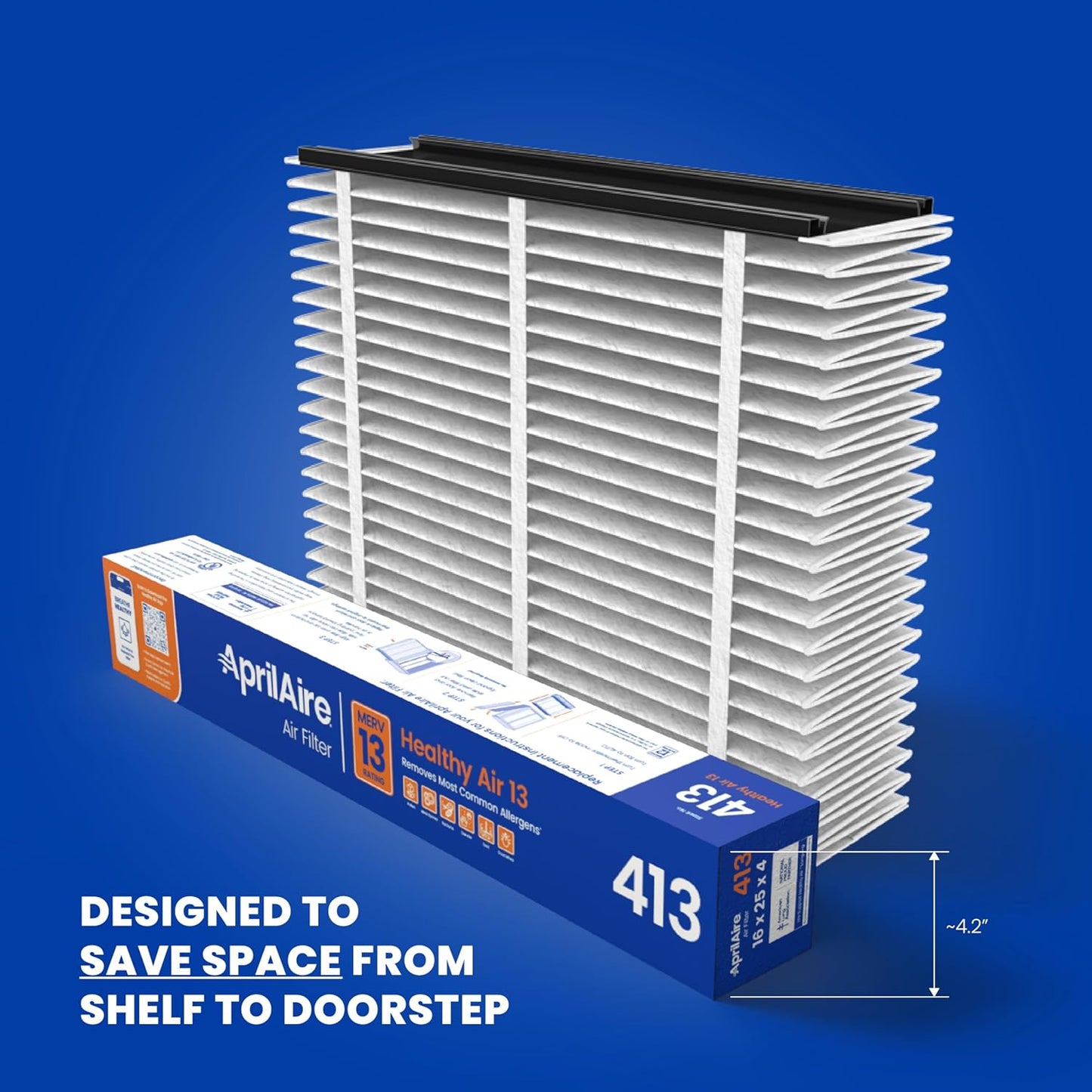 AprilAire 413 Replacement Filter - MERV 13 Air Purifier Filter for Healthy Home | 16x25x4 (Pack of 1)