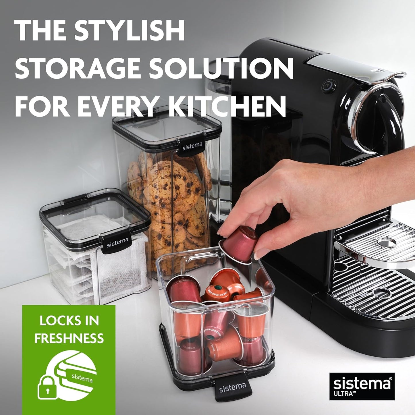 Sistema Tritan Ultra Airtight Storage Containers - 3-Pack, BPA-Free, Stackable & Clear with Locking Clips