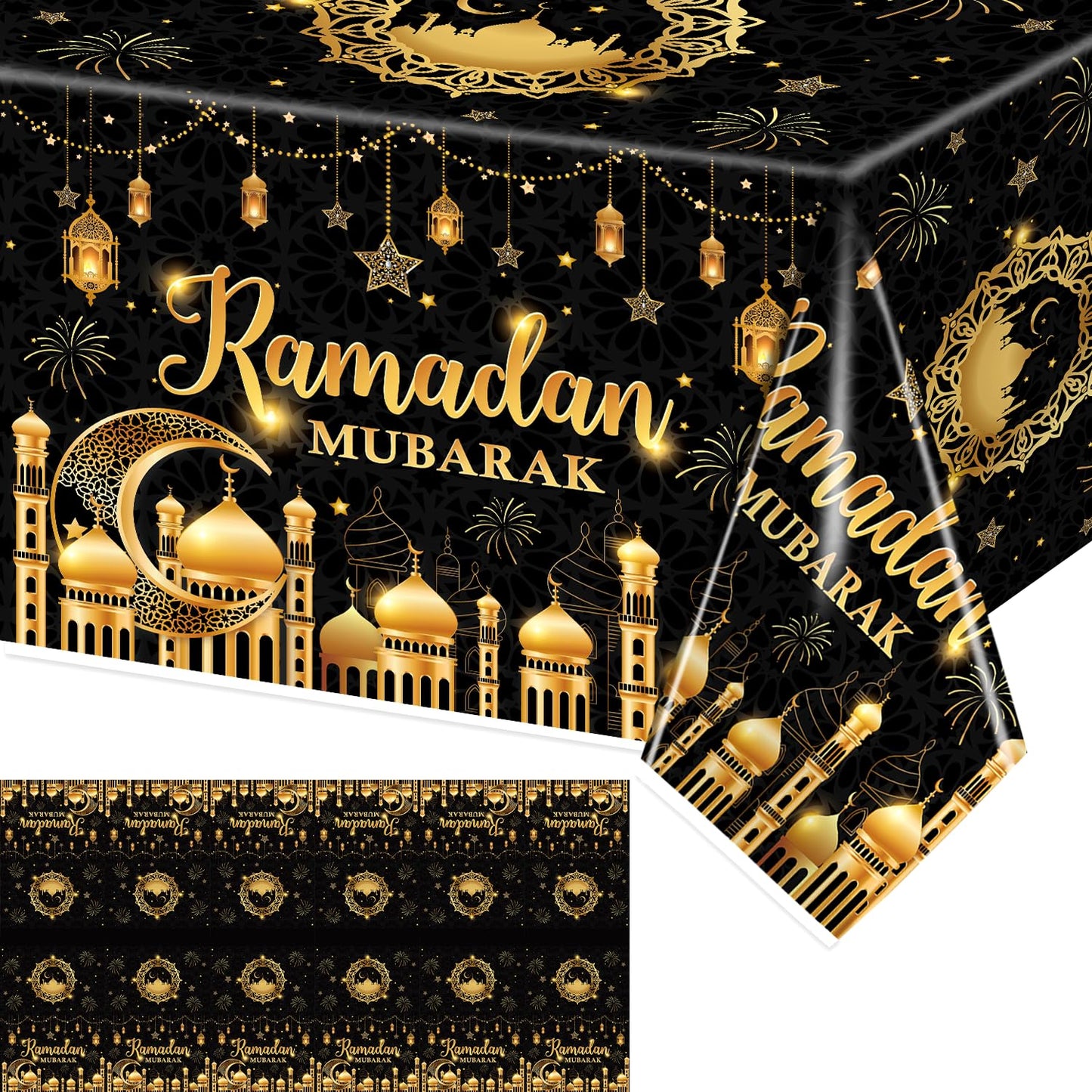 tineit 3 Pieces Ramadan Table Cloth, Ramadan Mubarak Table Decorations, Ramadan Decor Table Covers, Ramadan Decorations for Home Eid Mubarak Table Cloth