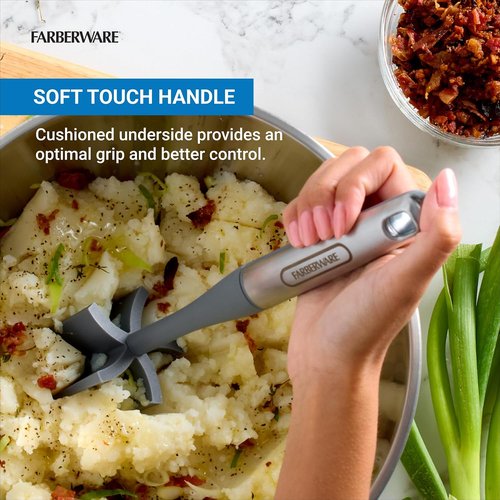 Farberware Professional Meat Masher - 5-Beveled Blade for Easy Mashing & Chopping | Heat-Resistant Nylon Head