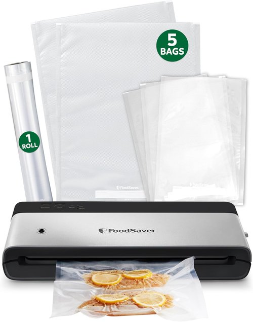 FoodSaver PowerVac Compact Vacuum Sealing Machine - Stainless Steel & Black | Preserve Freshness & Reduce Waste