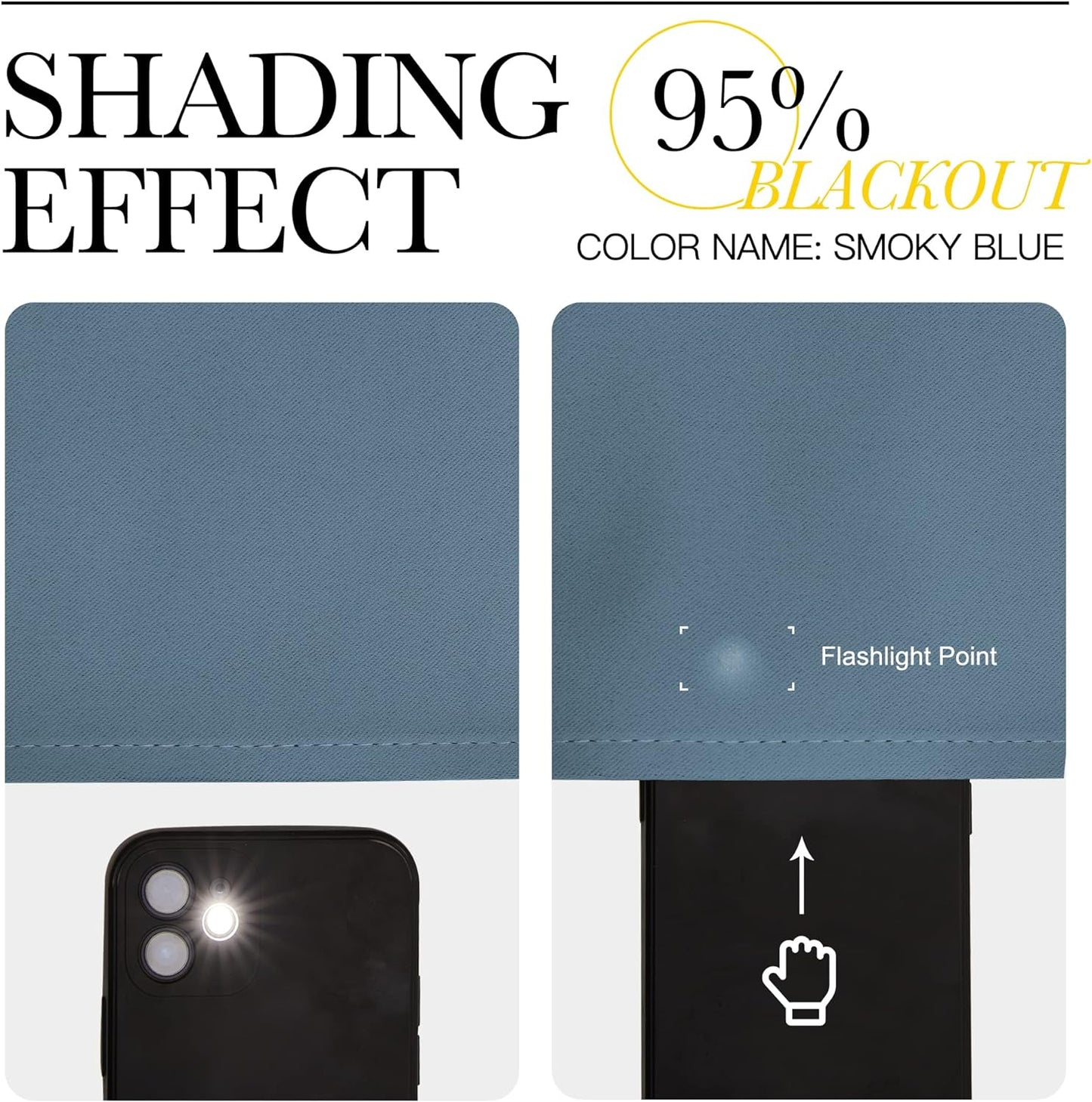 NICETOWN Room Darkening Curtains - Thermal Insulated Blackout Panels for Bedroom | Smoky Blue, 2 Panels (W42 x L63-Inch)