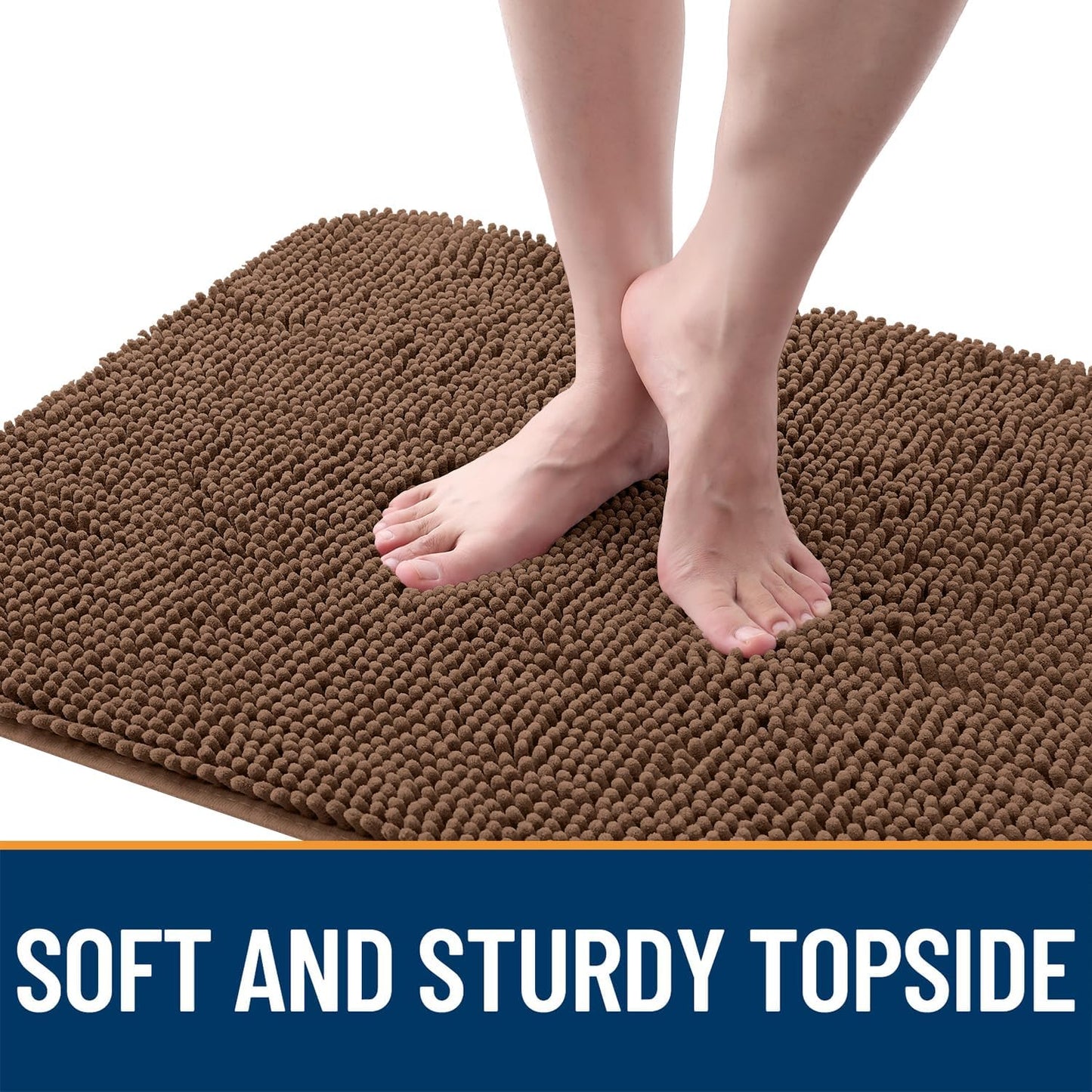 OLANLY Dog Door Mat - Absorbent Non-Slip Chenille for Muddy Paws | 45x27 Mocha Indoor Entryway Carpet