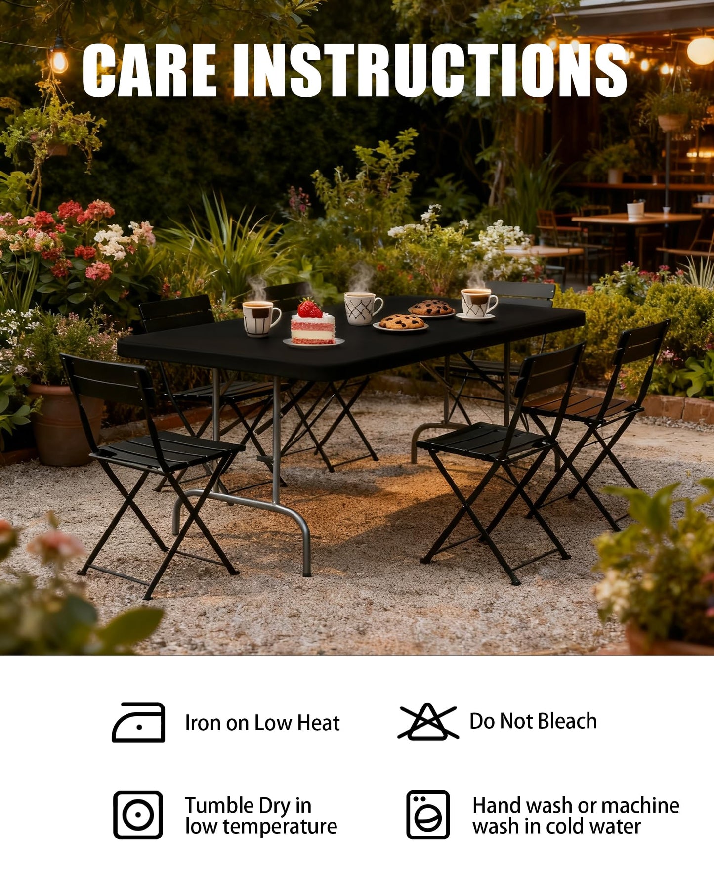 Lemict 6FT Picnic Black Spandex Table Cloth - 1 Pack Fitted Rectangle Tablecloth for Folding Tables, Washable Table Cover for Outdoor, Camping, Picnic, Banquet and Party(30" x 72")
