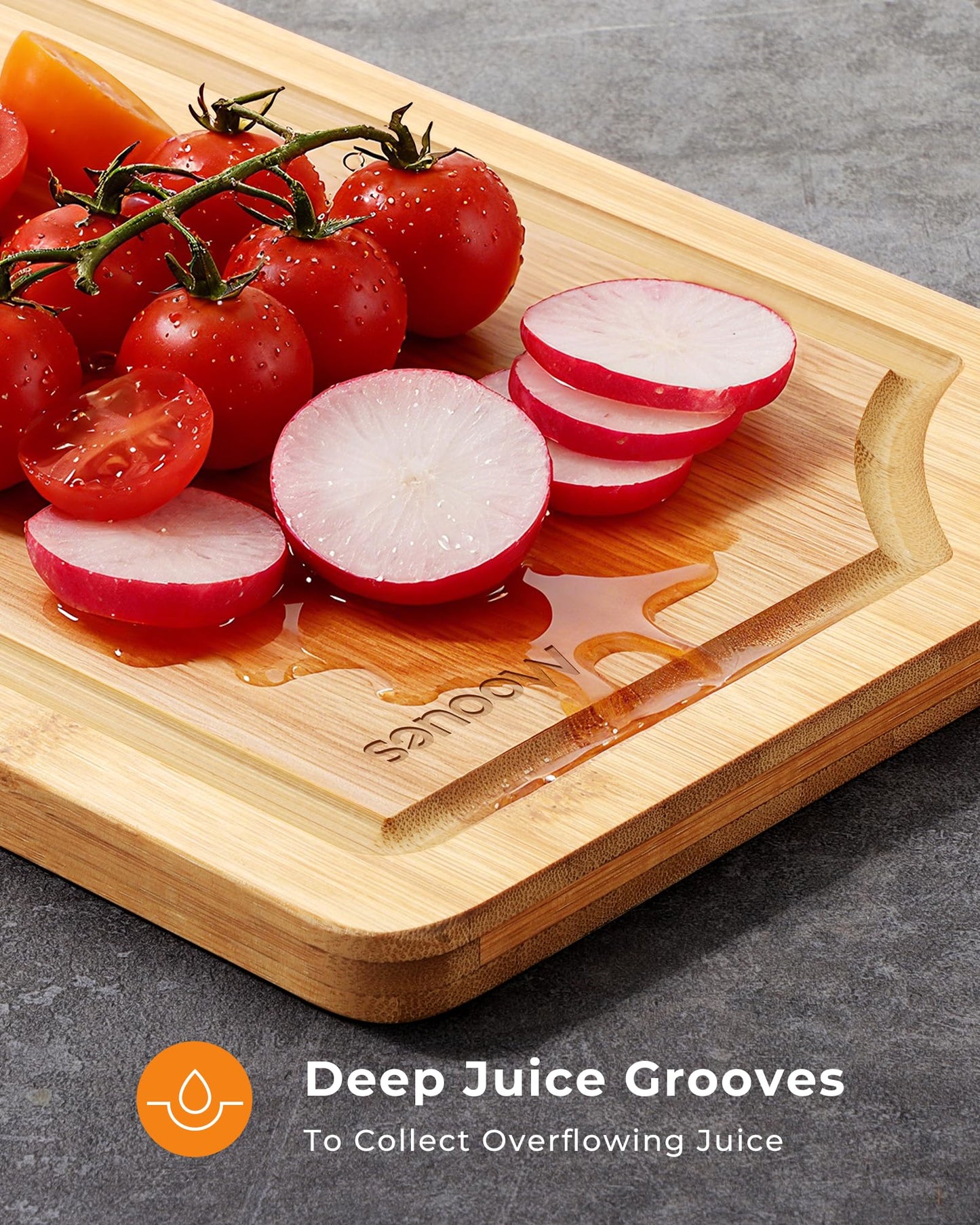 Bamboo Cutting Board for Kitchen, Knife-Friendly Wooden Cutting Boards Set 3-Piece with Juice Groove, Durable Chopping Boards for Meat, Vegetables, Fruits, Cheese(Natural)