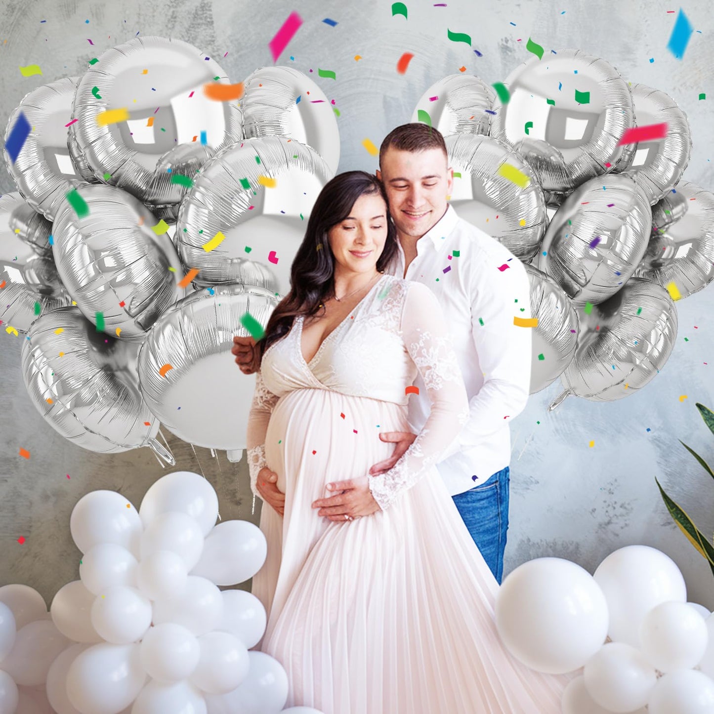 20PCS Silver Round Shaped Balloons, 18 Inch Round Foil Balloon, Giant Round Aluminum Helium Balloon For Birthday Party Wedding Baby Shower Graduation Anniversary Celebration Bridal Shower Decorations