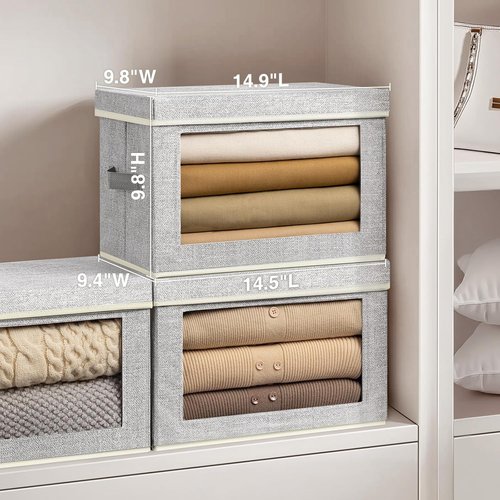 Homsorout Fabric Storage Bins - 3-Pack Foldable Storage Cubes with Lids & Windows for Home & Office
