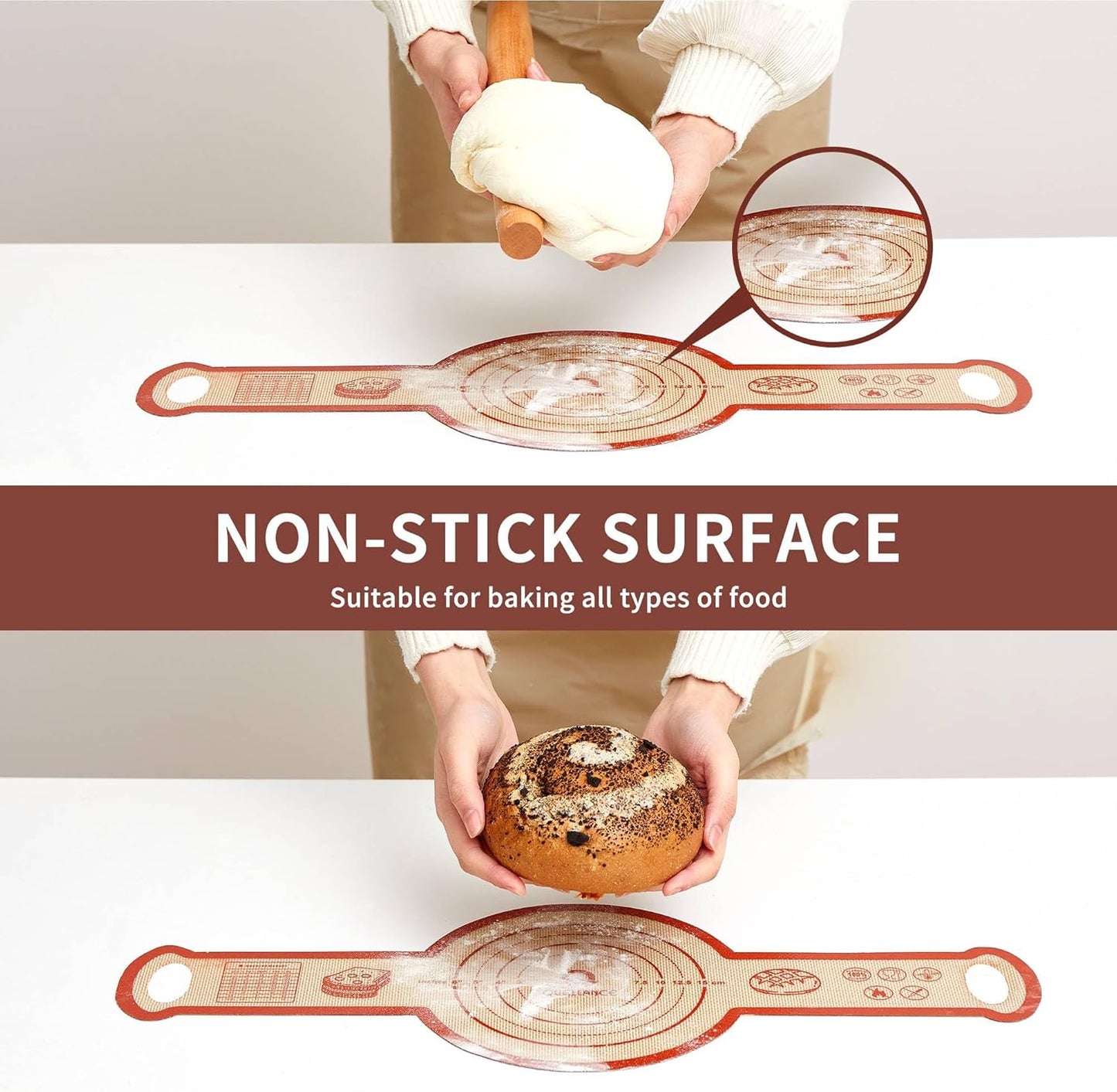 Skiennix Silicone Sourdough Bread Sling Mat - Non-Stick Baking Slings for Dutch Oven | 2-Pack