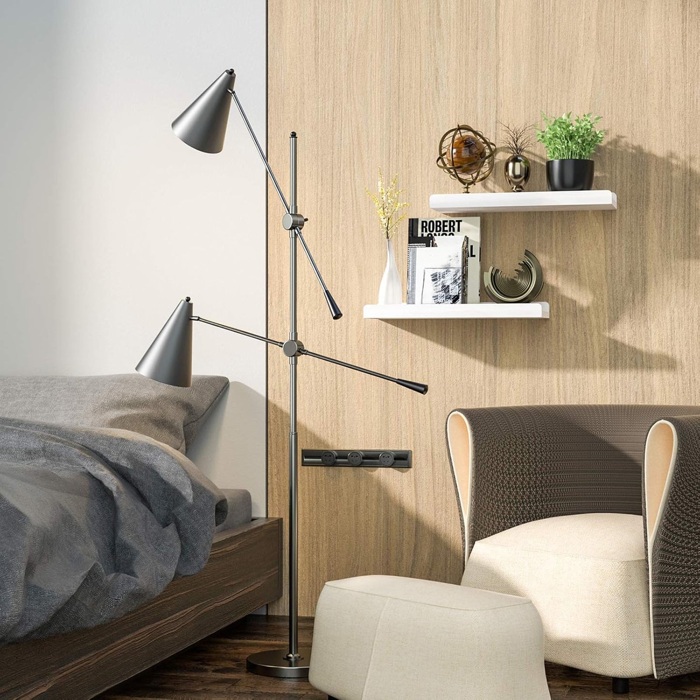 Love-KANKEI Floating Shelves - Rustic Wall-Mounted Set of 2 | 17-Inch Storage for Home & Office