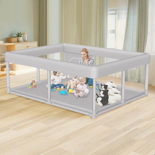 Hiaksedt Large Baby Playpen - Sturdy Safety Play Yard for Indoor & Outdoor | 65x50 Inch with Zipper Gate