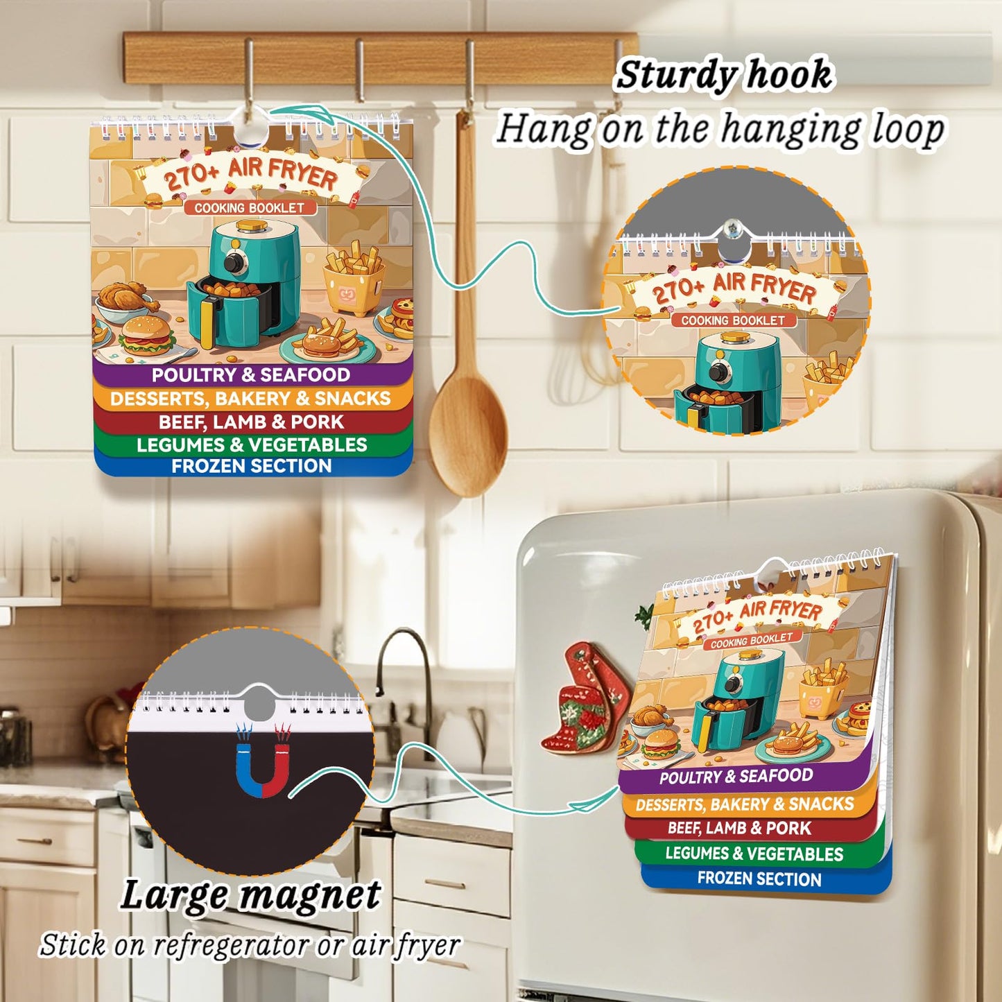 Weneasker Air Fryer Cheat Sheet Magnets Cooking Guide Booklet, Air Fryer Cooking Guide Magnetic, Air Fryer Accessories