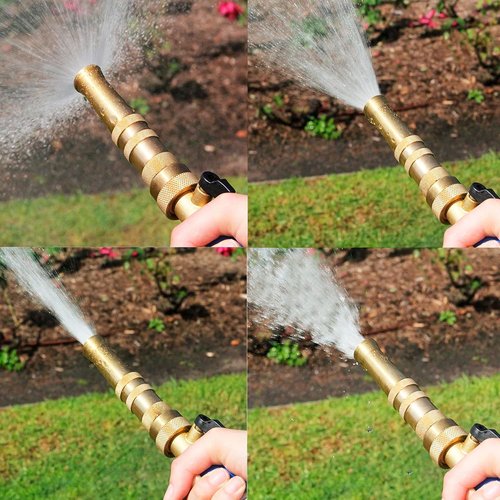 Hourleey Heavy-Duty Brass Hose Nozzle - Adjustable Twist Design with 10 Rubber Washers | 4-Inch, 2-Pack