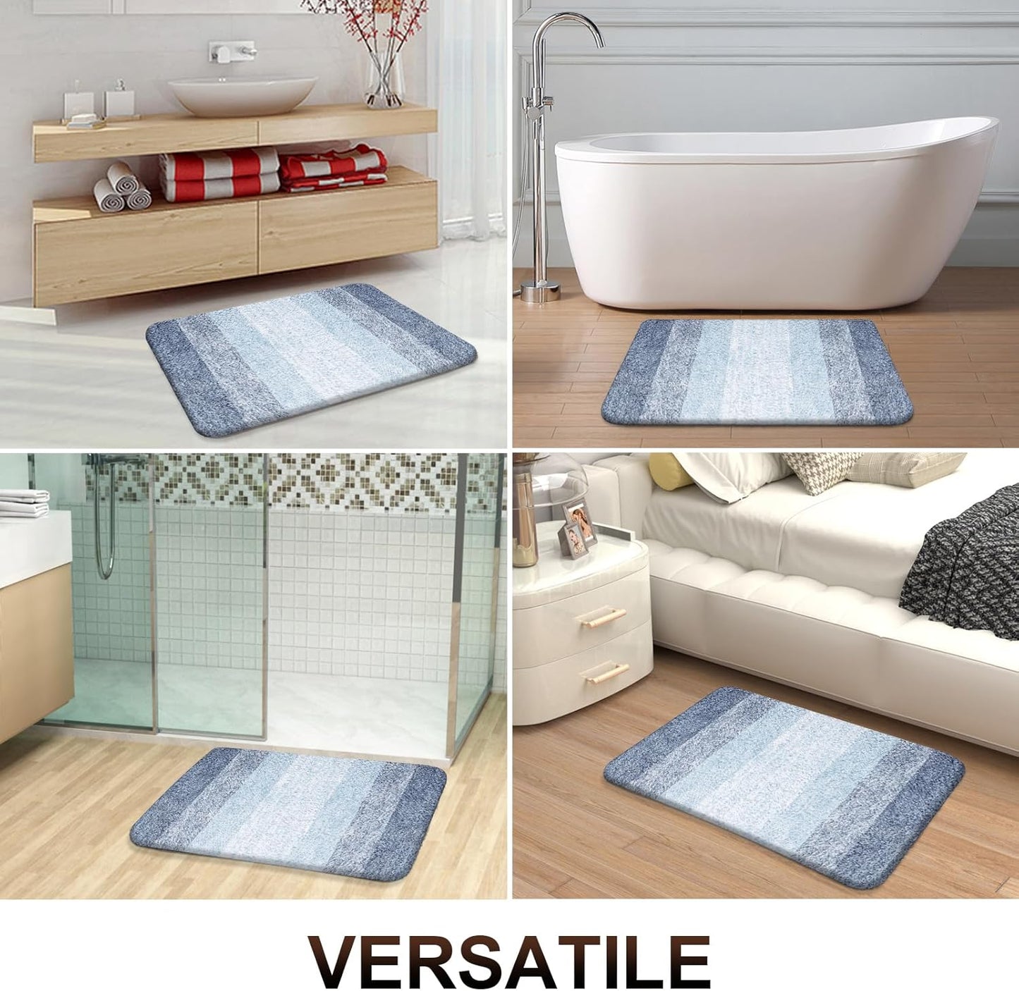 OLANLY Large Bathroom Rugs - Extra Soft Microfiber Mat 47x32 | Quick Dry, Machine Washable, Blue