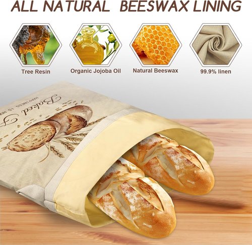 Beeswax Bread Bags - XL 17x13 Inch Reusable Storage for Homemade Sourdough | Keep Bread Fresh