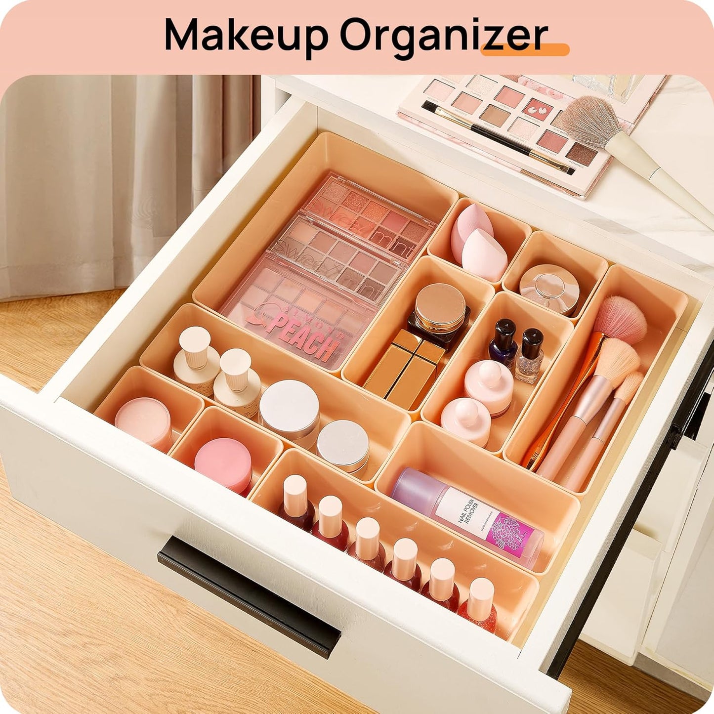 Vtopmart 25 PCS Plastic Drawer Organizers - Versatile Bathroom & Vanity Storage Bins for Makeup, Kitchen & Office