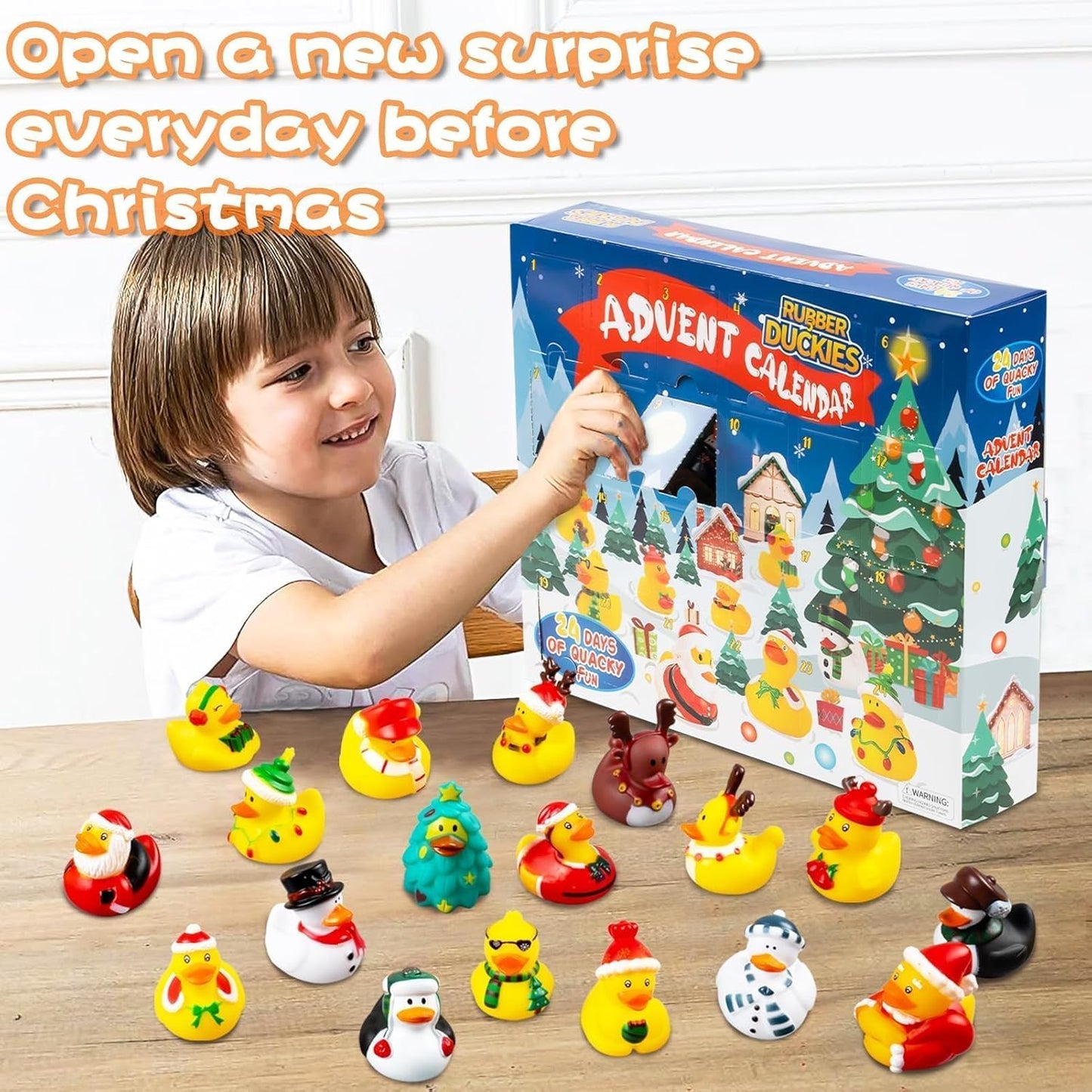 2025 Advent Calendar Christmas Ducks - 24-Piece Rubber Duck Countdown Set for Kids' Holiday Fun