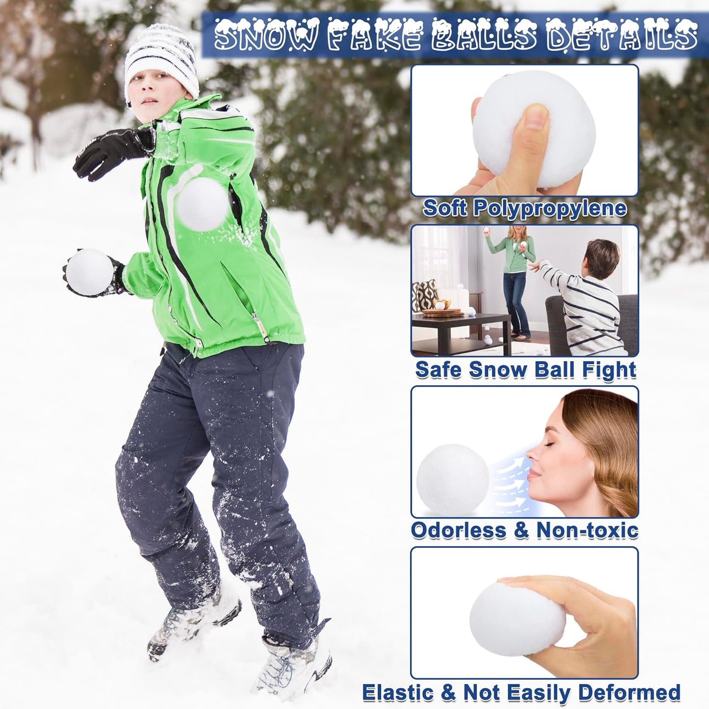 Skiennix 36 PCS Plush Snow Balls - Soft Indoor Snow Ball Fight Set for Kids | Perfect Christmas Gift