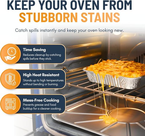 Aluminum Oven Liners - Disposable Foil Drip Pans for Electric & Gas Ovens | 10 Pack, 18.5" x 15.5”