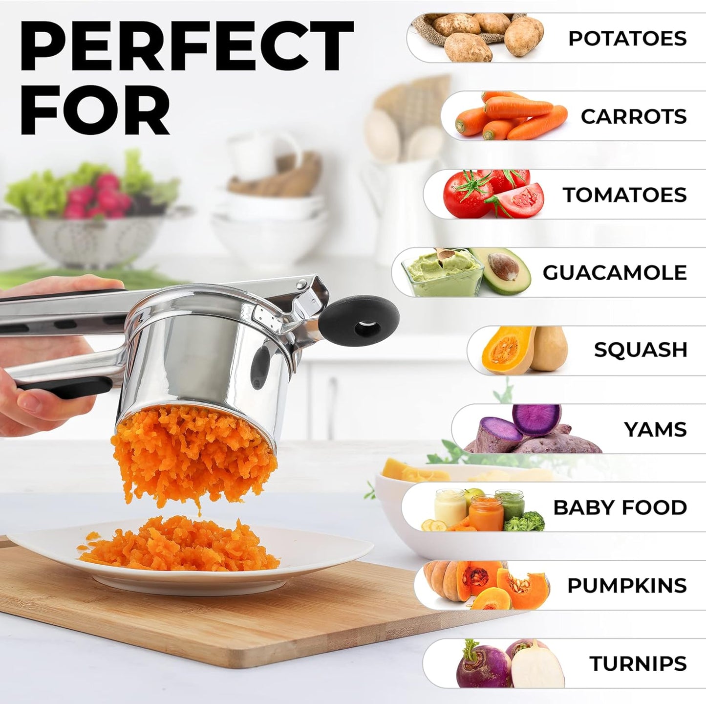 Zulay Kitchen 15oz Potato Ricer - Heavy Duty Stainless Steel Masher for Perfect Mashed Potatoes