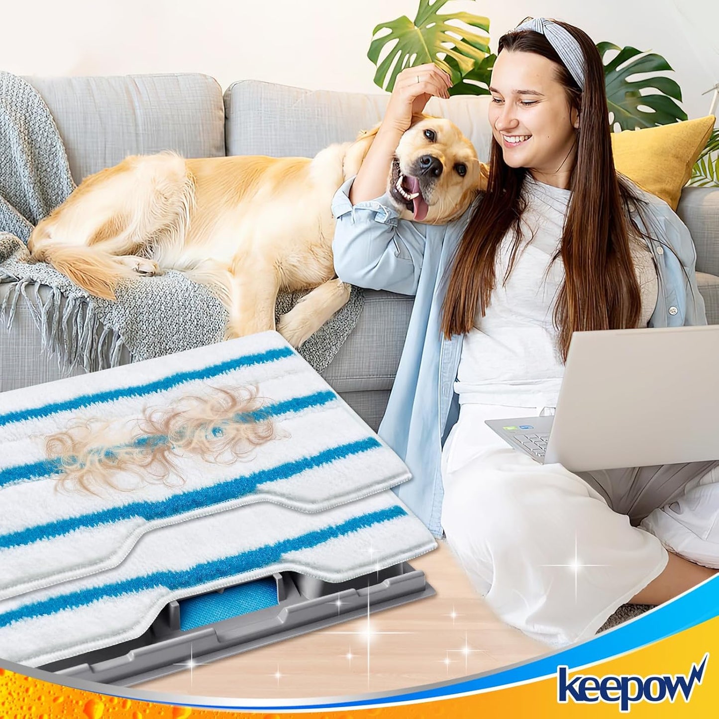 KEEPOW Reusable Mop Replacement Pads - Compatible with Shark Vac Mop Models | Washable & Upgraded Dirt Chamber (1+3+6 Pads)