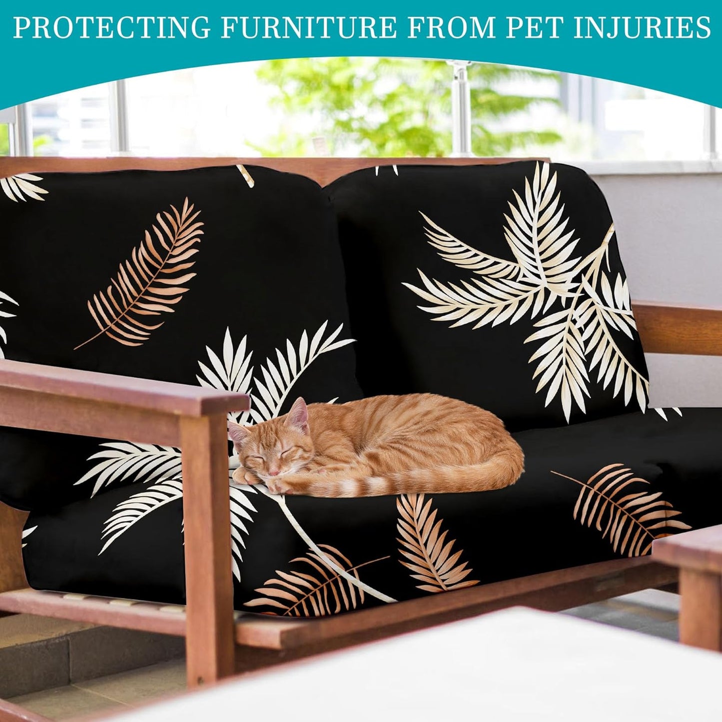 Skiennix 12-Piece Stretch Patio Cushion Covers - Washable Outdoor Sofa Slipcovers in Coconut Trees