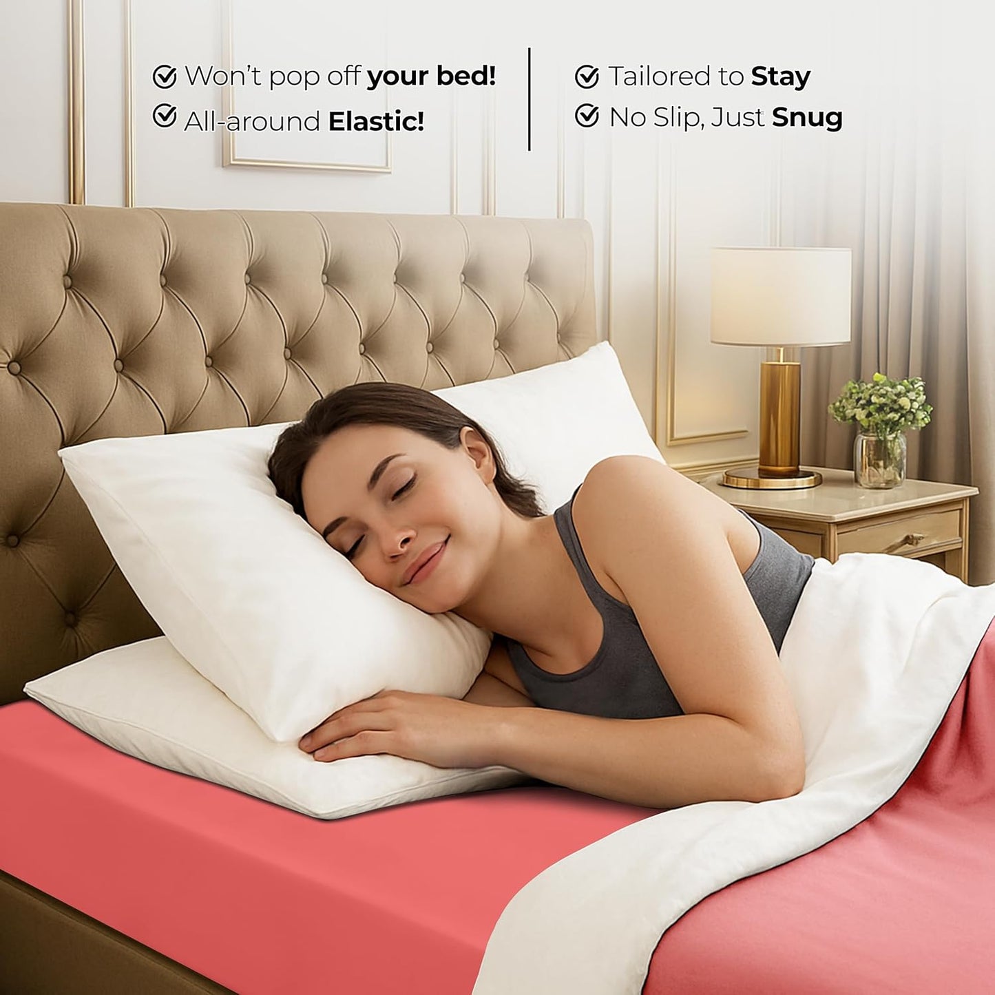 Utopia Bedding Full Fitted Sheet - Soft Microfiber - Deep Pocket - Coral Color - Easy Care & Fade Resistant