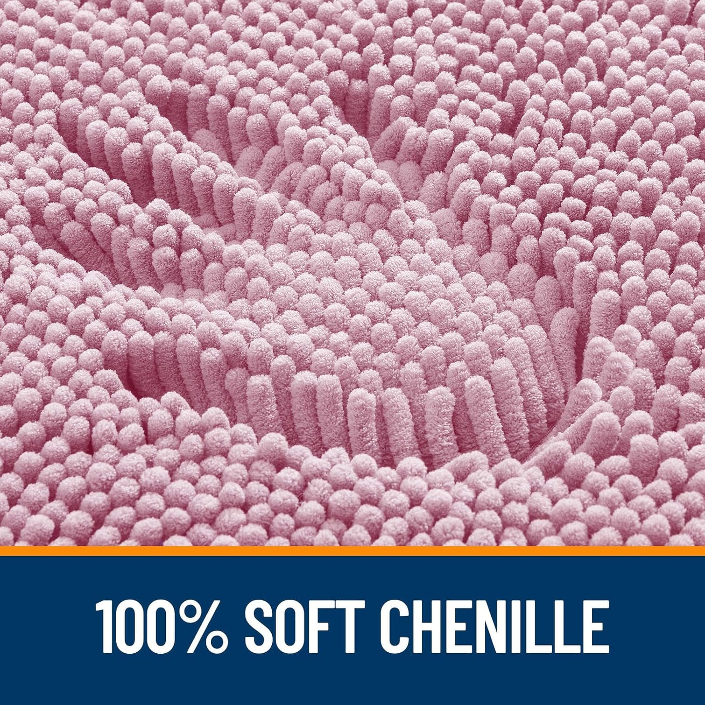 OLANLY Large Bath Rugs - Extra Soft Chenille with Rubber Backing | Quick Dry & Machine Washable - Dusty Rose 44x32