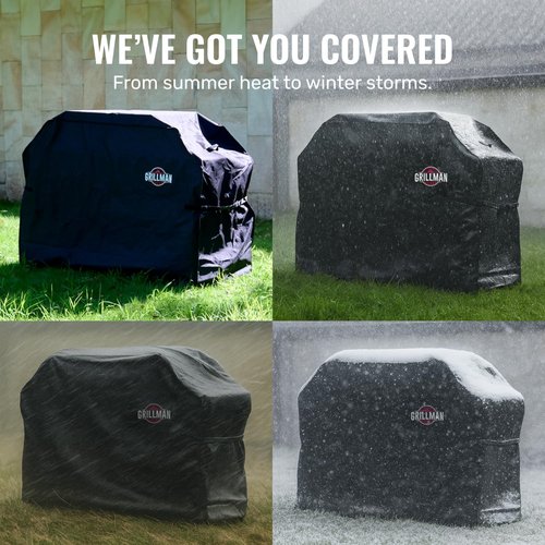 Grillman BBQ Grill Cover - Waterproof, Rip-Proof & Weather-Resistant | Fits 58-Inch Charcoal & Gas Grills (Black)