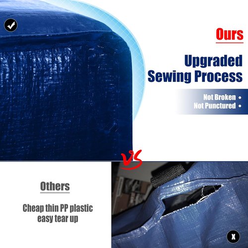 Cosy Family Extra Large Moving Bags - Heavy Duty Storage Totes with Backpack Straps & Strong Zippers | Set of 8, Blue