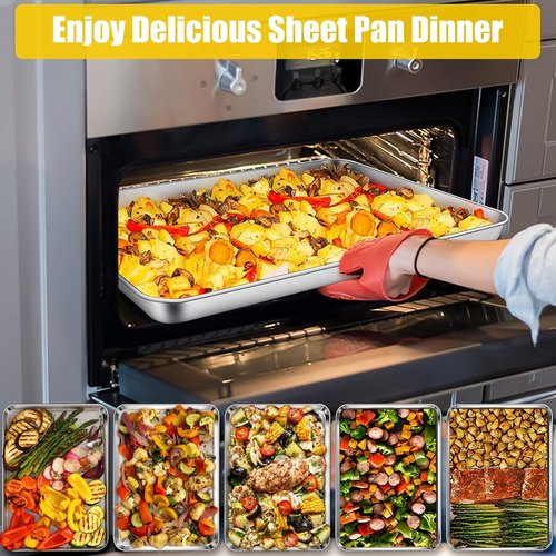 Homikit Baking Sheet Set - 2 Pack 18” x 13” Stainless Steel Cookie Pans | Heavy Duty, Nonstick, Dishwasher Safe
