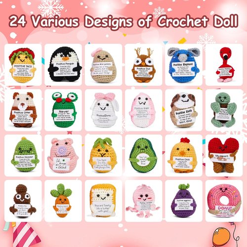 Advent Calendar 2025 - 24-Day Positive Crochet Animals Countdown | Handmade Emotional Support Toys for Kids & Adults