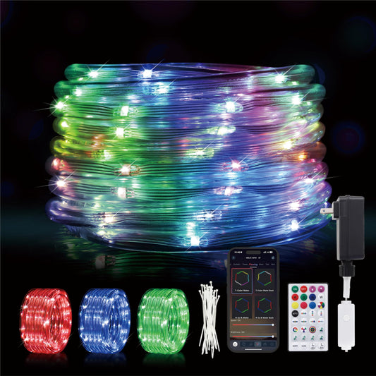 Color Changing Outdoor Rope Lights: 33ft Waterproof String Lights for Outside with APP & Remote Control - 16 Million Colors LED Lights for Bedroom - Christmas Camping Halloween Decorations Indoor