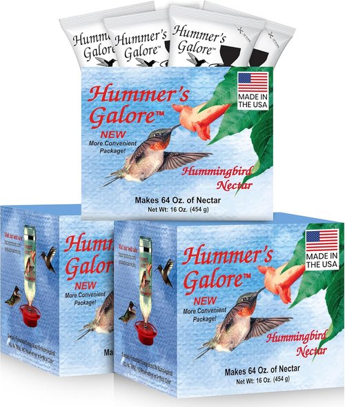 Hummer's Galore Hummingbird Food - All-Natural Ready-to-Mix Nectar, No Preservatives, 192 oz (Pack of 3)