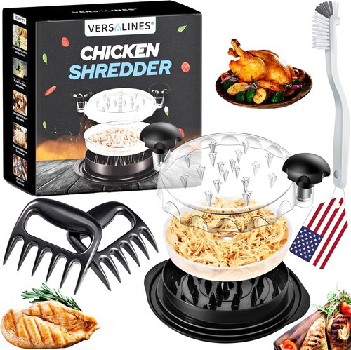 **3 Layer Pro Chicken Shredder - Removable Tray & Meat Claws | 10'' Anti-Slip Tool for Chicken, Beef, Pork & Veg**