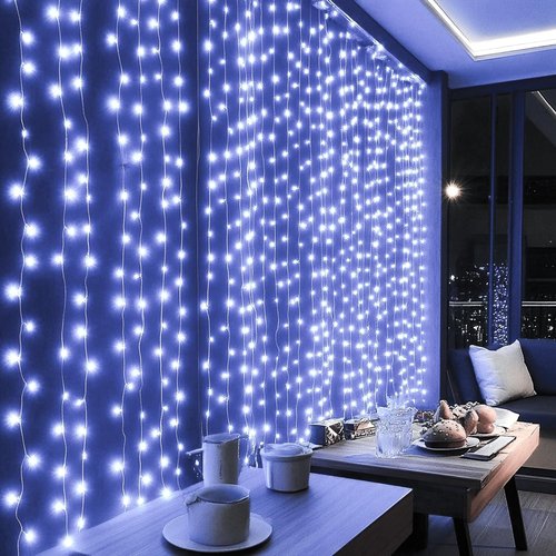 Dazzle Bright 300 LED Curtain String Lights - Waterproof Fairy Lights with 8 Modes | White Decor for Bedroom & Parties