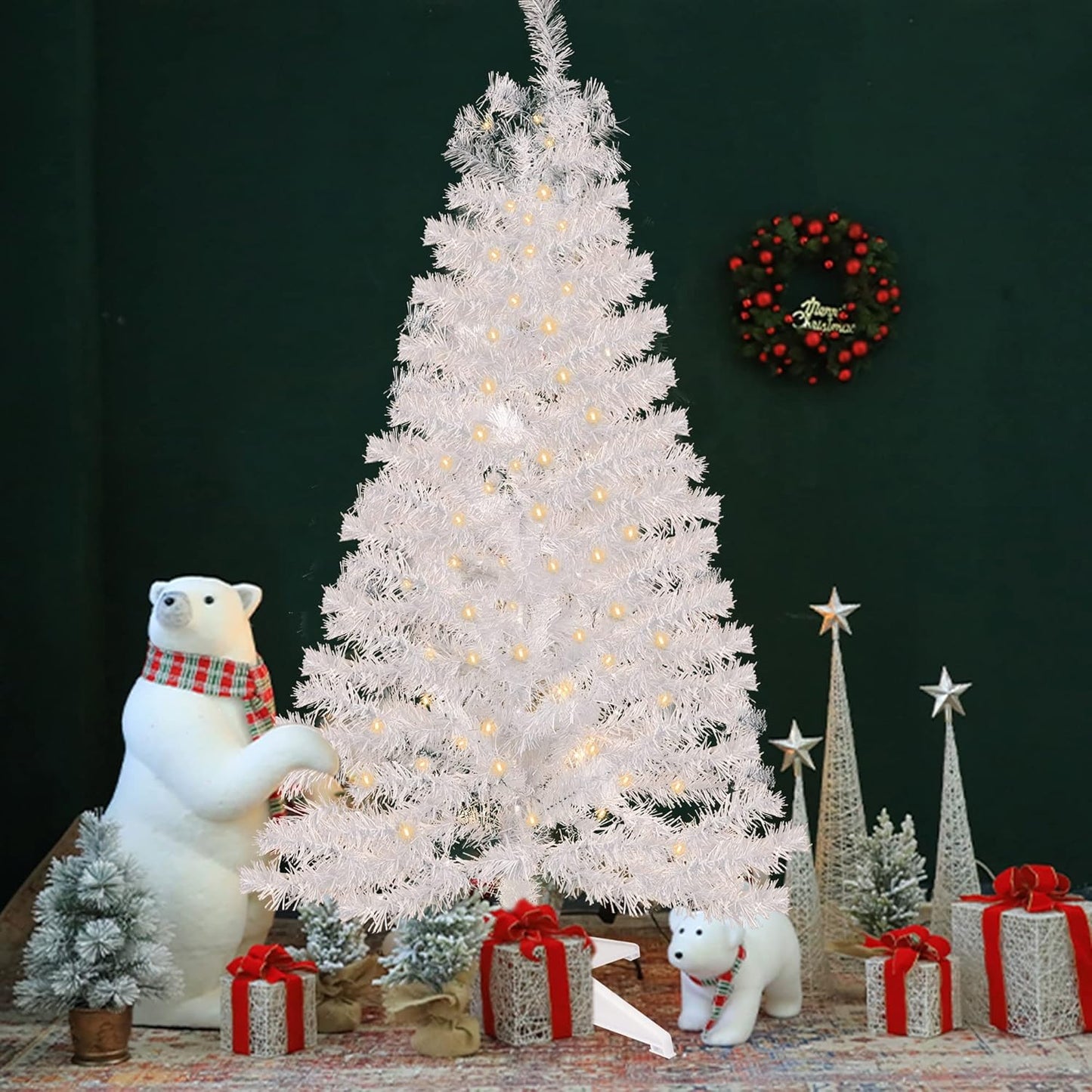 Juegoal 4 FT Pre-Lit Artificial Christmas Tree - 70 Warm White Battery-Powered Lights | 8 Modes & Timer for Festive Home Decor