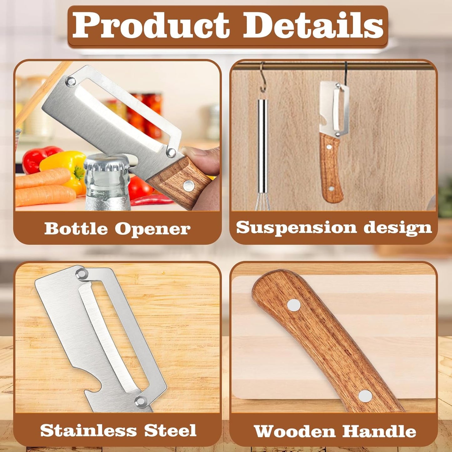 Skiennix Vegetable Peeler Set - Stainless Steel Blades with Wooden Handles | Non-Slip Kitchen Tool