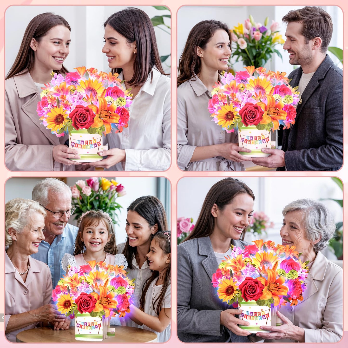 Yinqing Birthday Cards, 3D Popup Birthday Card for Women, Music and Light 10Inch Forever Sunflower Bouquet for Women Mom Wife Daughter Sister(Blank Notecard & Envelope)