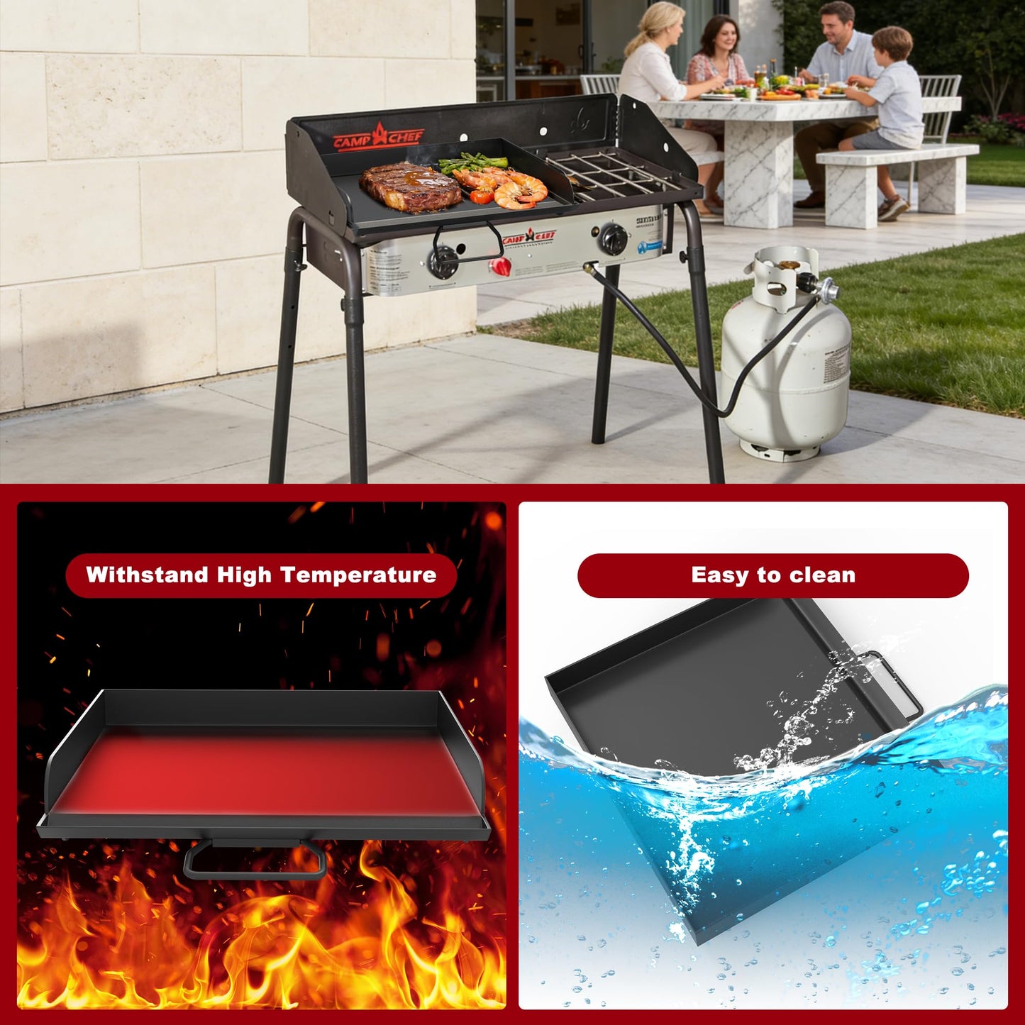 TAILGRILLER Universal Flat Top Griddle for Camp Chef, 14" x 16" Fry Griddle Pan for Camp Chef EX280LW YK60LW EX90LW EX60LW SB30D EX60FP DB60D EX60P EX60B
