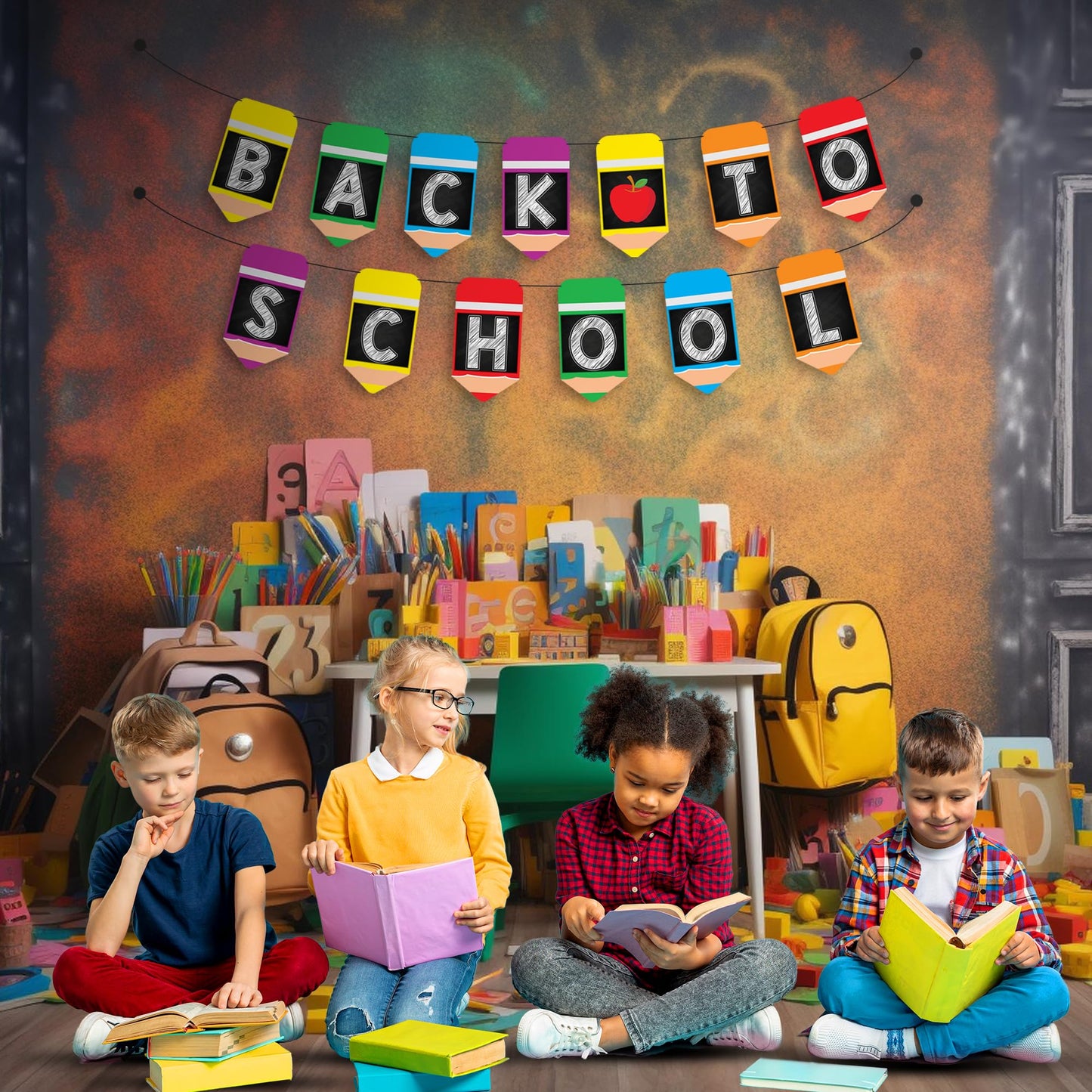KatchOn, Large Back To School Banner - 2 Strings 10 Feet, No DIY | Pencil Banner, Welcome Back To School Decorations for Classroom Decor | Back To School Party Decorations, First Day of School Decorations