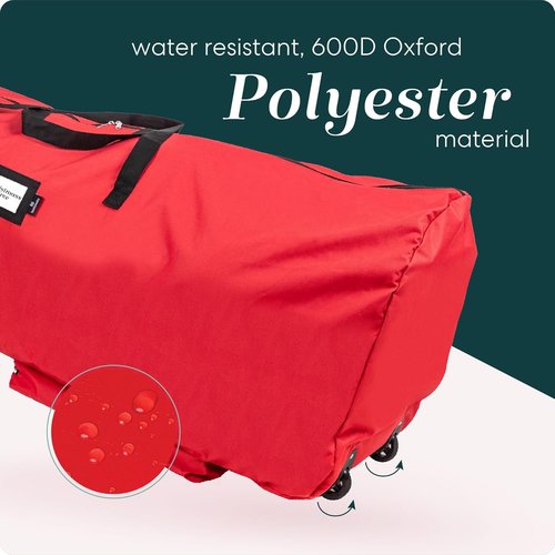 Handy Laundry Christmas Tree Storage Bag with Wheels - Heavy Duty Zippered Container for 7.5 ft Tree | Red with Reinforced Handles & Pockets