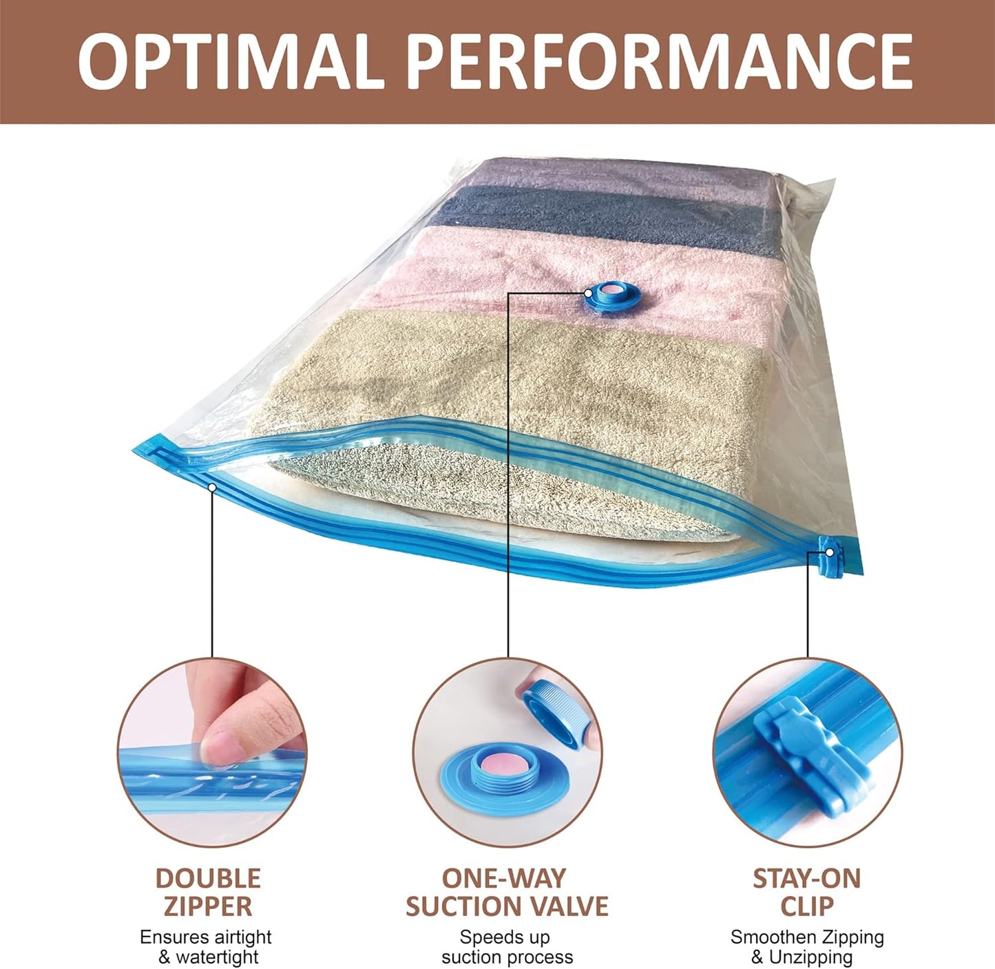 Roomimaster Vacuum Storage Bags - Space Saver for Clothing & Bedding | 10 Small Bags for Travel