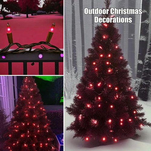 HISHINY 100 Count Red Christmas Tree String Lights - UL Certified Indoor/Outdoor Decor | 21 Feet