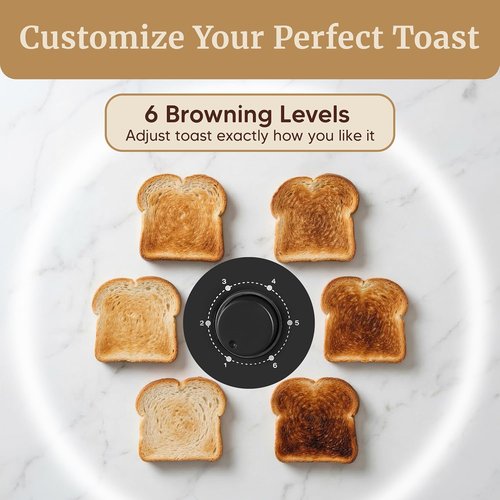 Elite Gourmet ECT-3100 4-Slice Toaster - Extra Wide Slots for Bagels & Sourdough | 6 Browning Settings | Stainless Steel