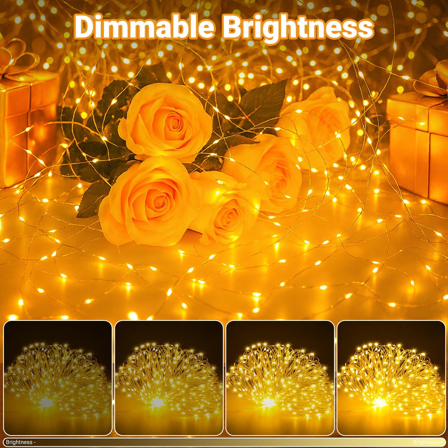 litogo 2 Pack Fairy Lights Battery Operated with Timer, 33FT 100LED Twinkle String Lights USB-C Powered 8 Modes Dimmable for Indoor Bedroom Centerpiece Wedding Classroom Dorm Christmas Decorations