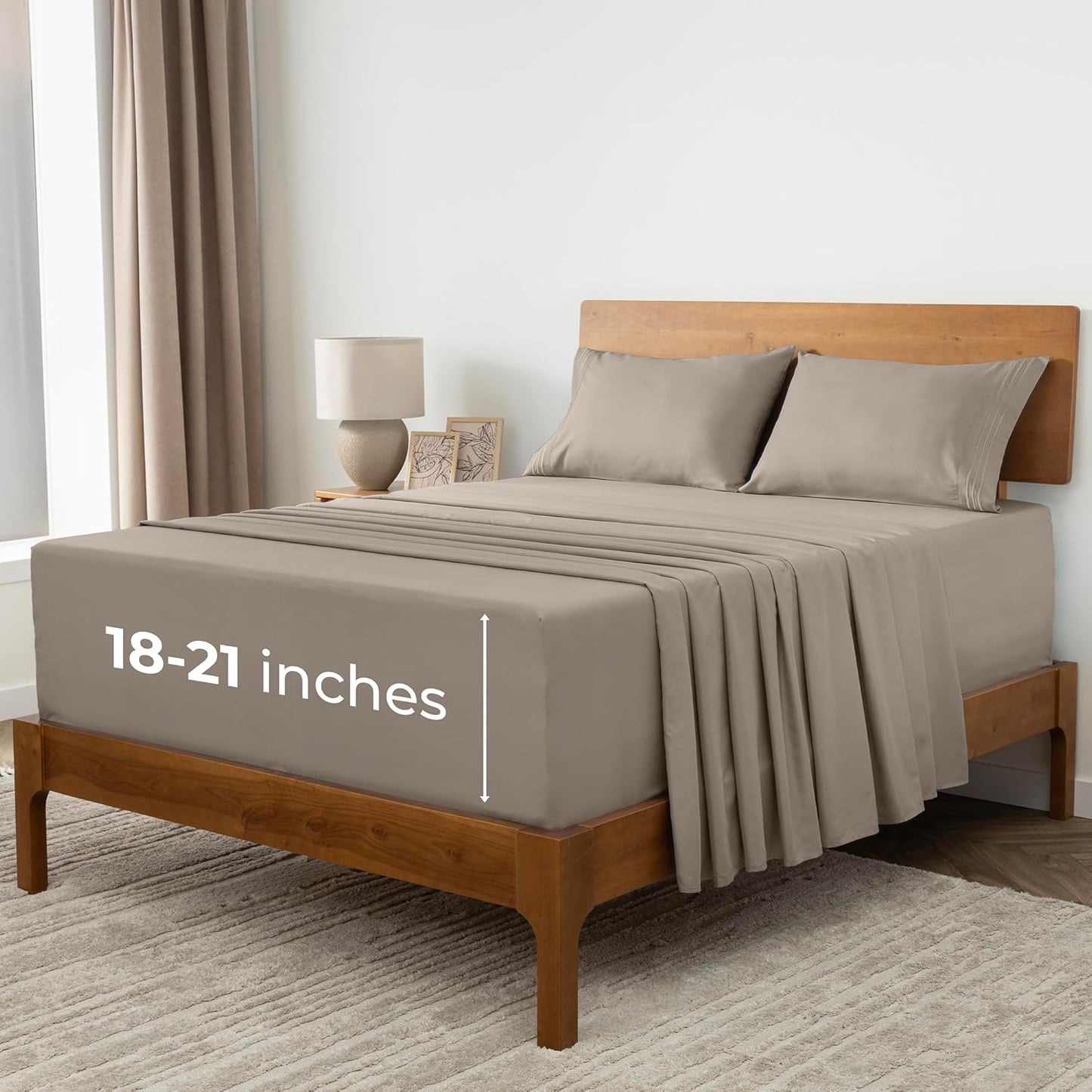Mellanni Extra Deep Full Sheets - Hotel Luxury Ultra Soft Cooling Bedding - Wrinkle & Stain Resistant (Full, Tan)