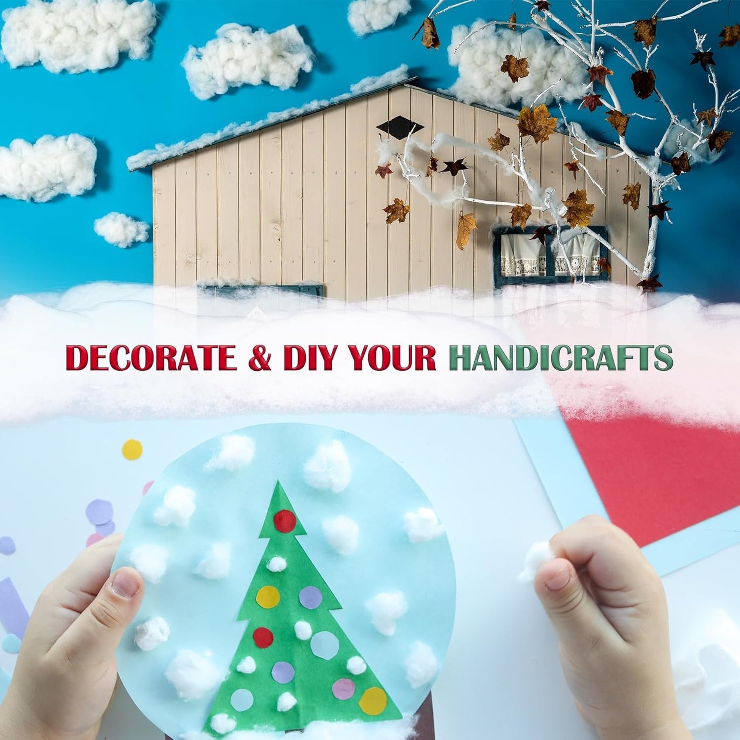 Aodaer Artificial Snow Decor - 1500g Fluffy Soft Cotton for Christmas Tree & Holiday Displays