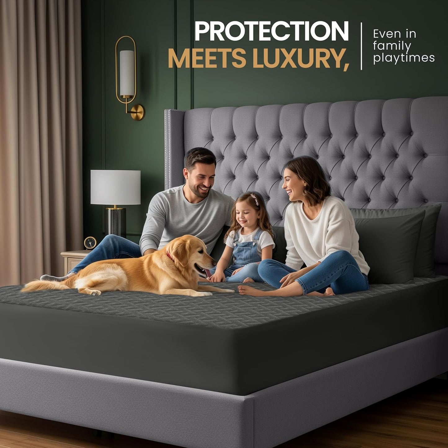 Utopia Bedding Waterproof Mattress Protector - Twin Size Gray, Premium 3D Air Soft Fabric, Fits 15" Deep