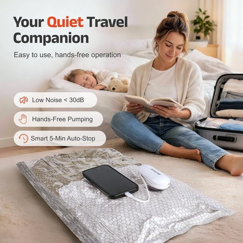 IDEATECH Travel Vacuum Bags - 15 Pack with USB Pump | Space Saver Compression Bags for Clothes - 5S, 5M, 5L Sizes